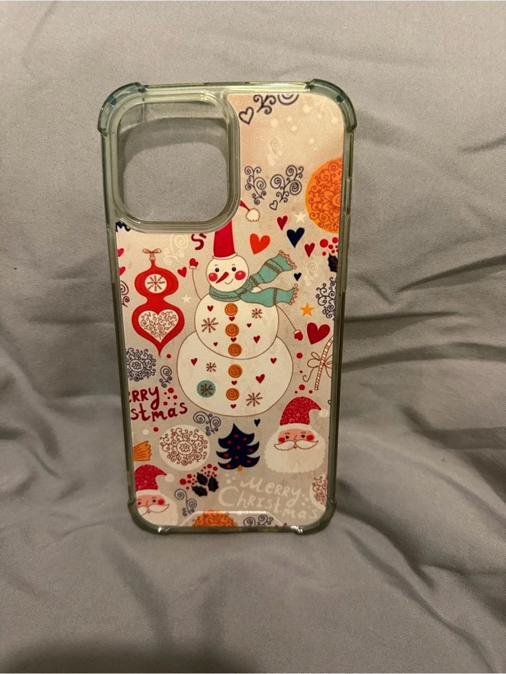 Festive Snowman Christmas iPhone 15 Pro Max  Case - White & Red Holiday Design